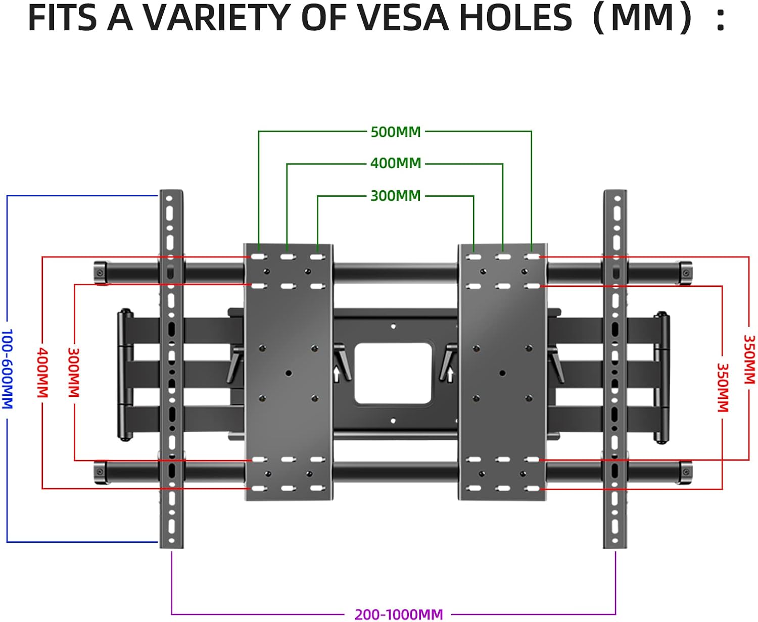 98 100 TV Wall Mount 75 86 90 110 120 inch Full Motion Bracket Large Screen Heavy Duty TV Wall Mount Led Adjustable Articulating TV Stand Max vesa 1000x600mm Load 287 lbs DY1000