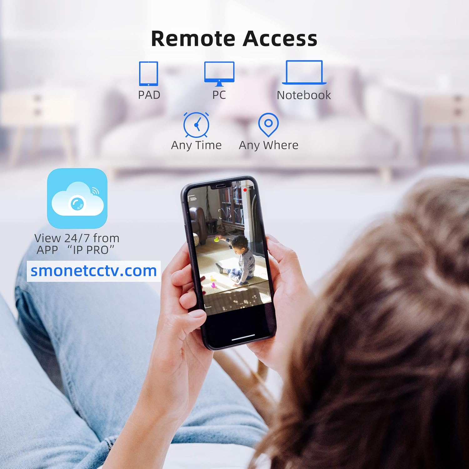 Wireless Security Camera System with 12&rdquo; Monitor ,SMONET 8 Channel Home CCTV Surveillance NVR Systems,4pcs 1080P Indoor Outdoor IP Cameras,Night Vision,NO Hard Drive