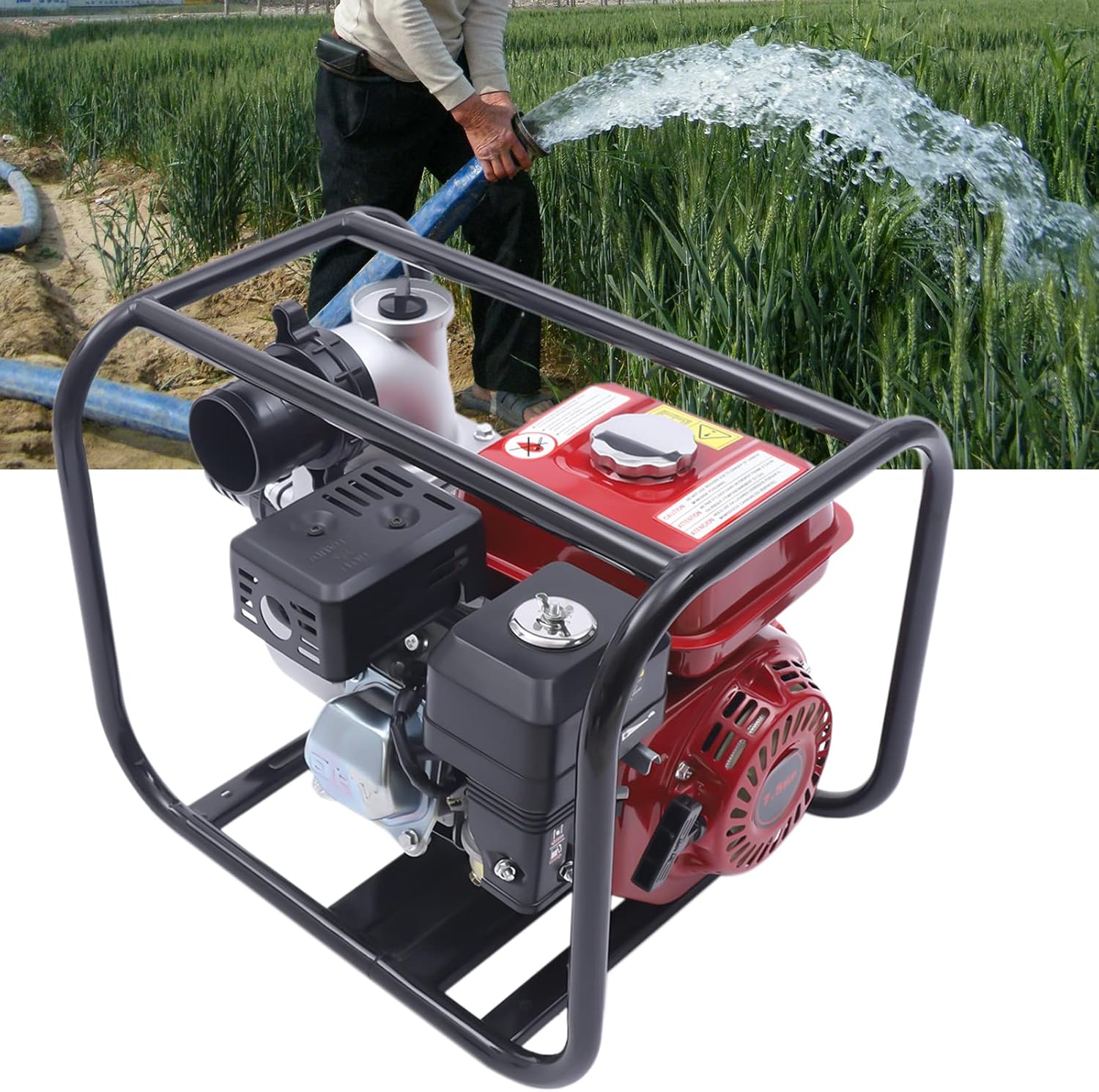3 " Gasoline Water Pump 60m3/H 7.5 Hp Water Transfer Pondpump Semi Trash Farm Pump Motor Pump Self-Priming Semi-Trash Water Pump 3" Inlet & Outlet High Pressure Irrigation