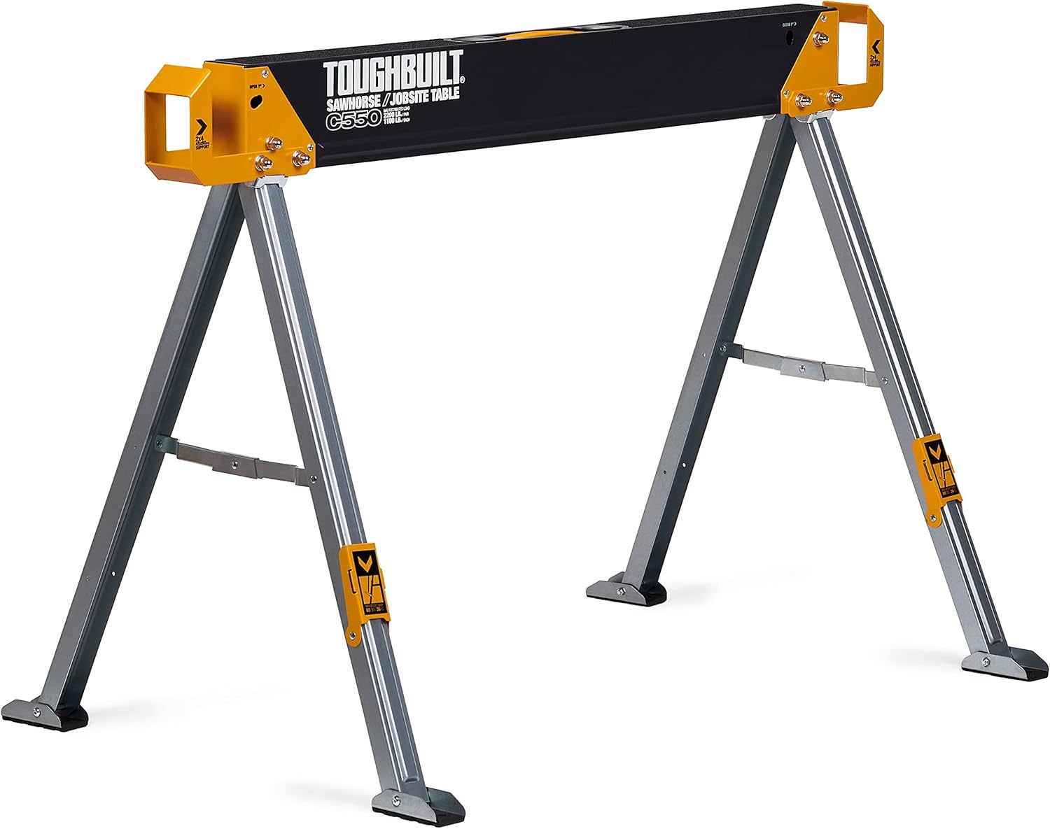 ToughBuilt - Folding Sawhorse/Jobsite Table - Sturdy, Durable, Lightweight, Heavy-Duty, 100% High Grade Steel, 41.5-Inch Easy Carry Handle - (TB-C550)