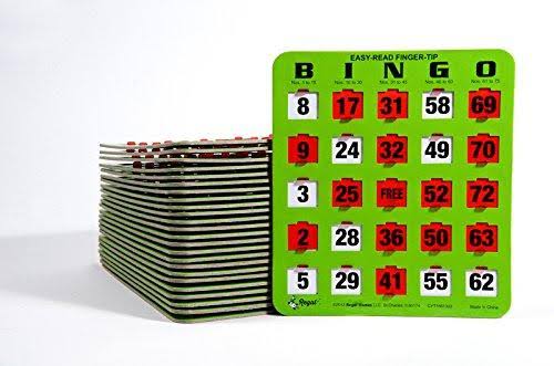 Regal Games Easy Read Green Bingo Heavy Duty 5 Ply Jumbo Shutter Slide Cards