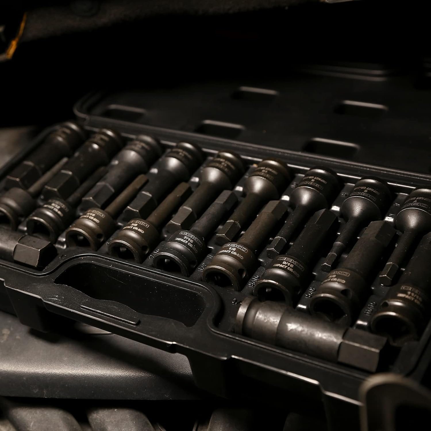 DEKOPRO 1/2" Drive Master Impact Hex Bit Set, Hex Driver,20Piece, Cr-Mo Steel, SAE/Metric, 1/4" - 3/4", 6mm - 19mm, Meets ANSI Standards, Dual Size Markings, Heavy Duty Storage Case
