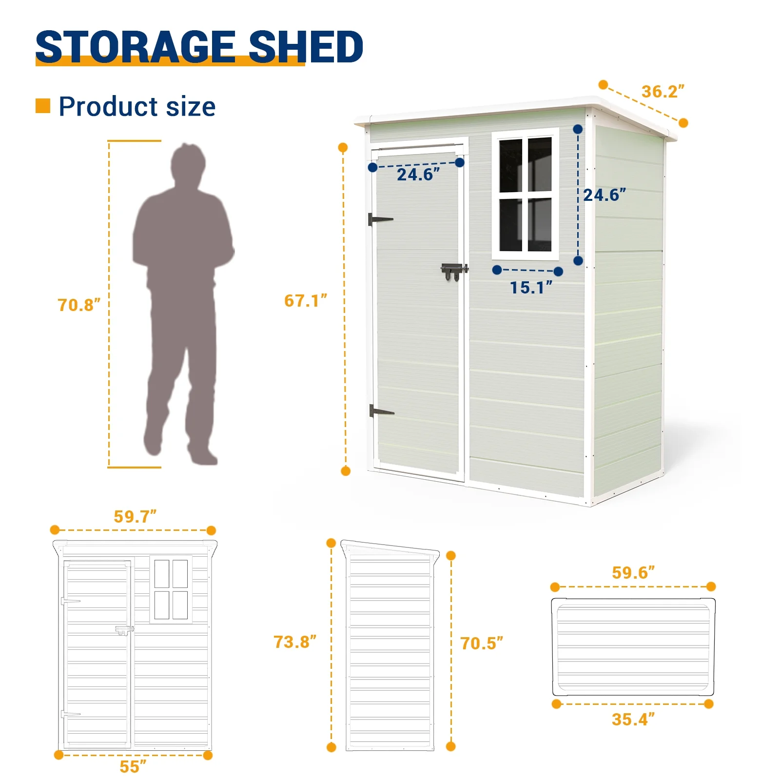 ECOPATIO Outdoor Storage Shed 5x3 FT, Resin Garden Shed for Bike, Garbage Can, Tool, Plastic Outside Sheds & Outdoor Storage Storage Box with Lockable Door for Backyard, Patio, Lawn, Sandstone