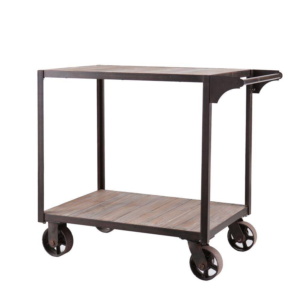 Carlisle Industrial Bar Cart in Aged Black with Aged Gray