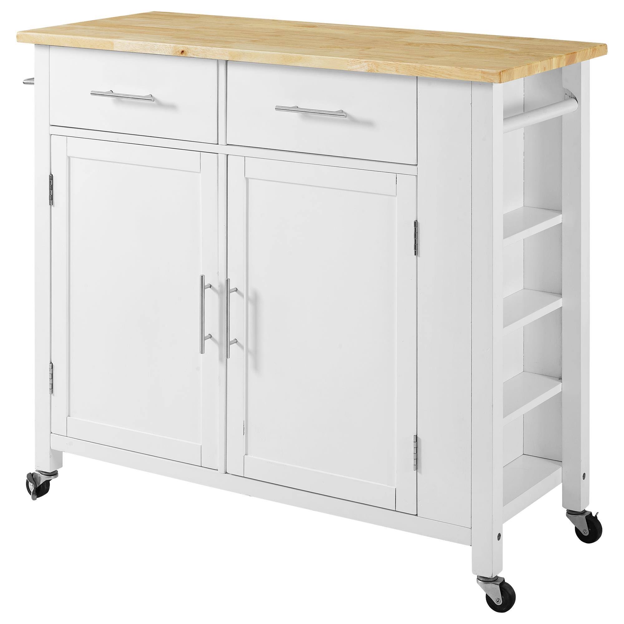 Crosley Savannah Wood Top Full-Size Kitchen Island/Cart - White