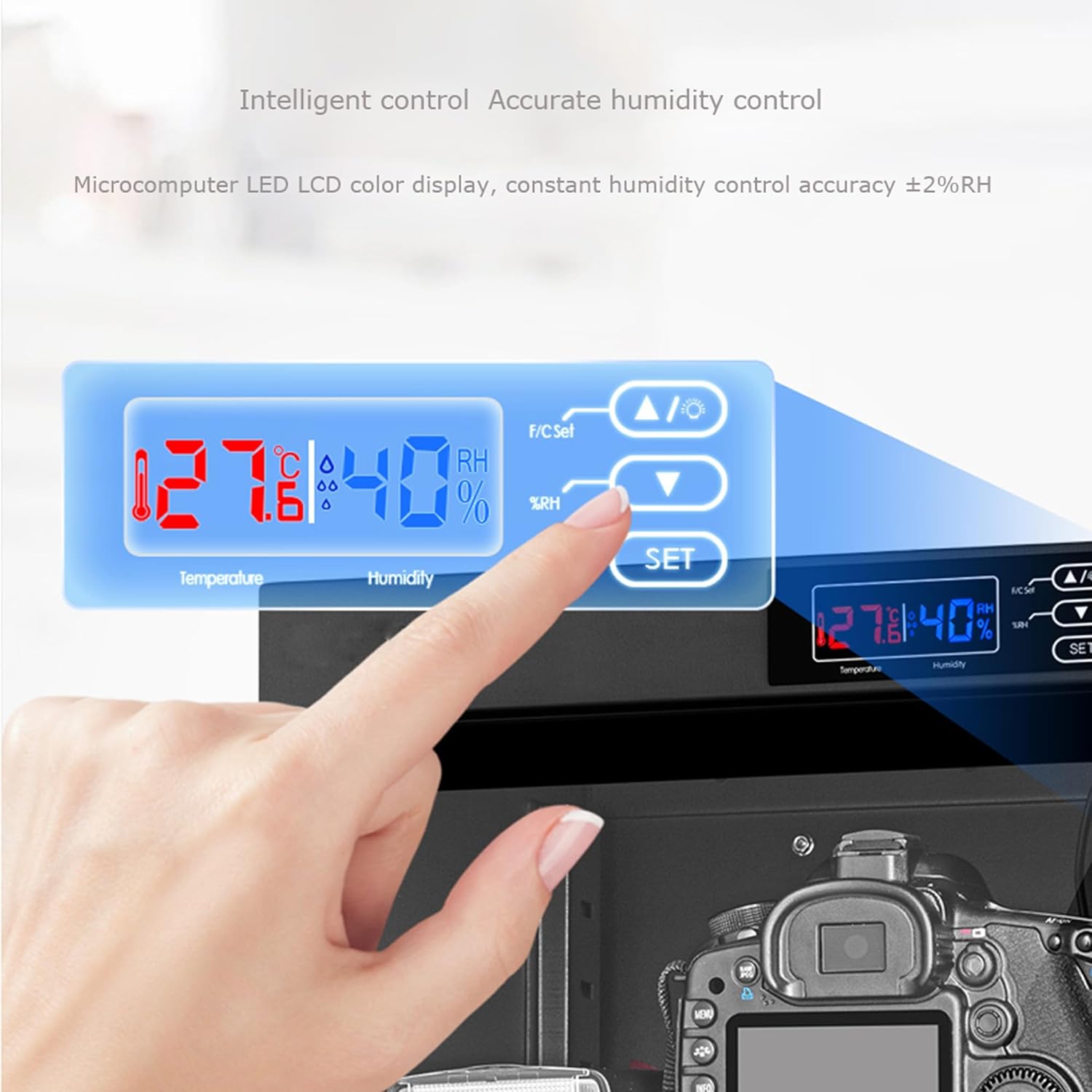 Automatic Digital Camera Dehumidify Storage 80L Dry Cabinet Box Storage 4 Layers Dry Cabinet with Tempered Glass for Camera & Lens Equipment Saving Storage Noiseless Energy Saving Cabinet