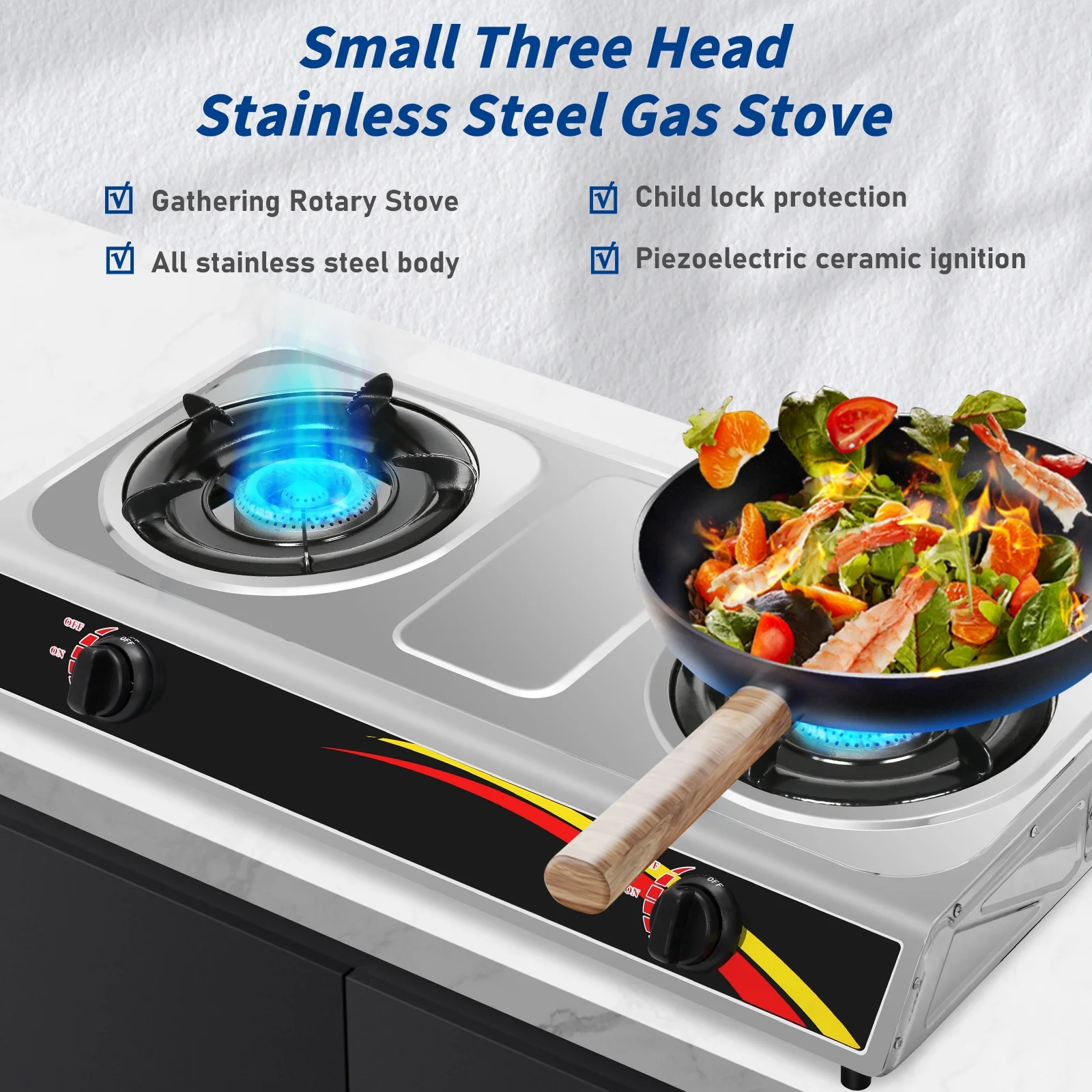 Wobythan Portable Camping Stove Propane Double Burner Gas Stove Kitchen Cooktop