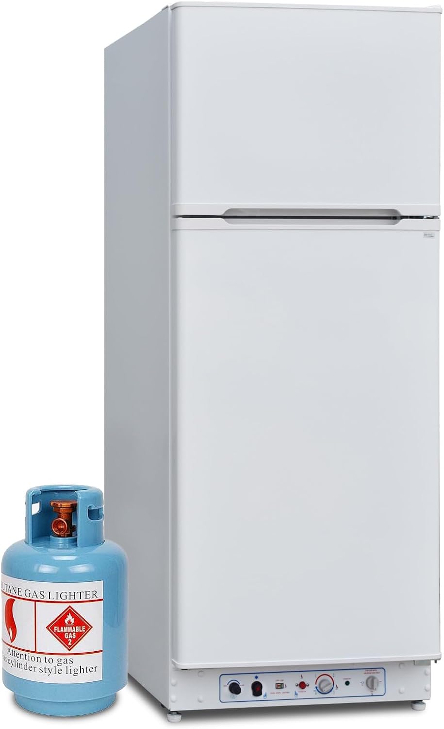 13.5 Cu.Ft Propane Refrigerator with Freezer, Gas Fridge with Freezer Off Grid, 110v/LPG Dual Powers, RV Refrigerator for Outdoor, Truck, Camper, Kitchen, White