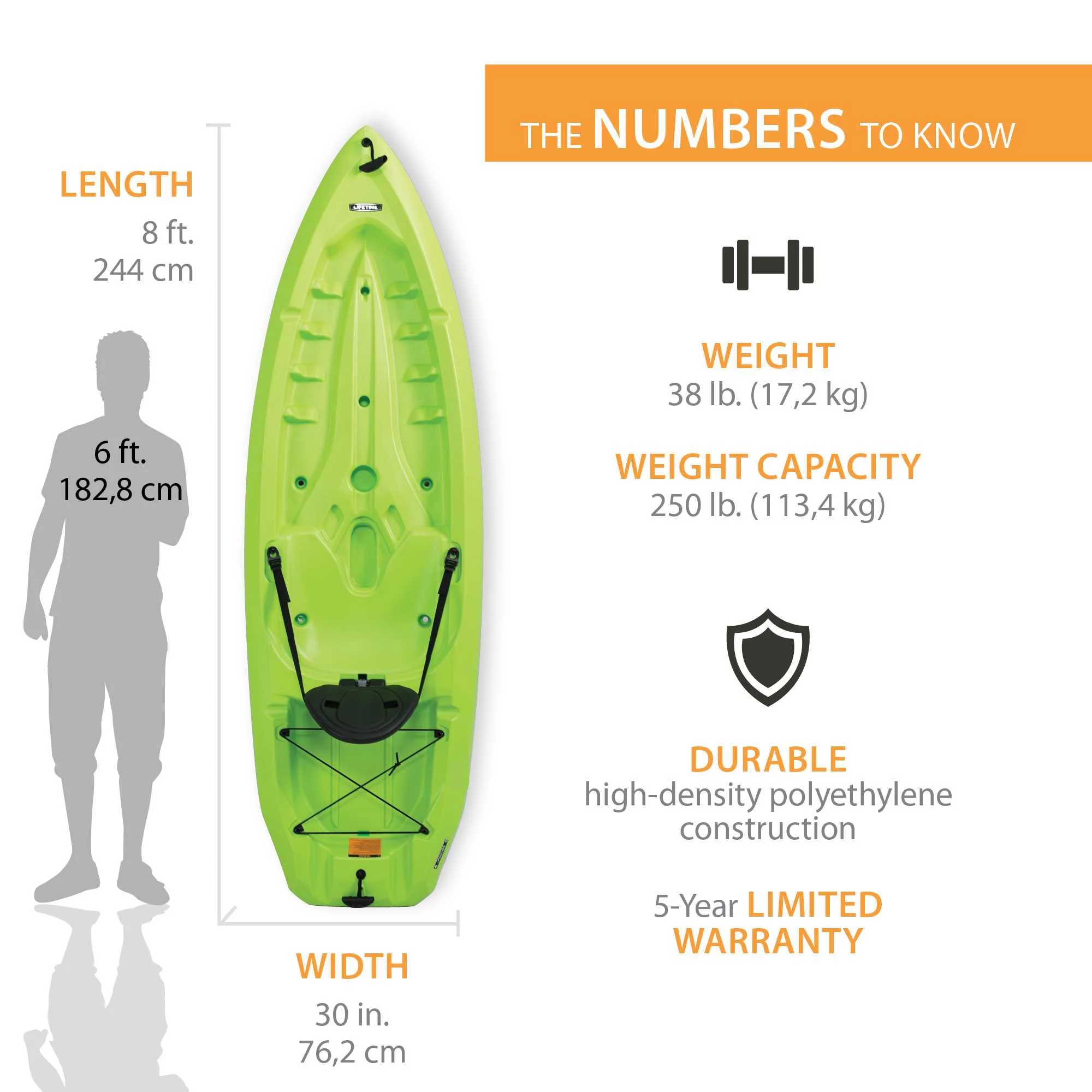 Lifetime Daylite 8 ft Sit-on-top Kayak (Paddle Included), Dark Blue