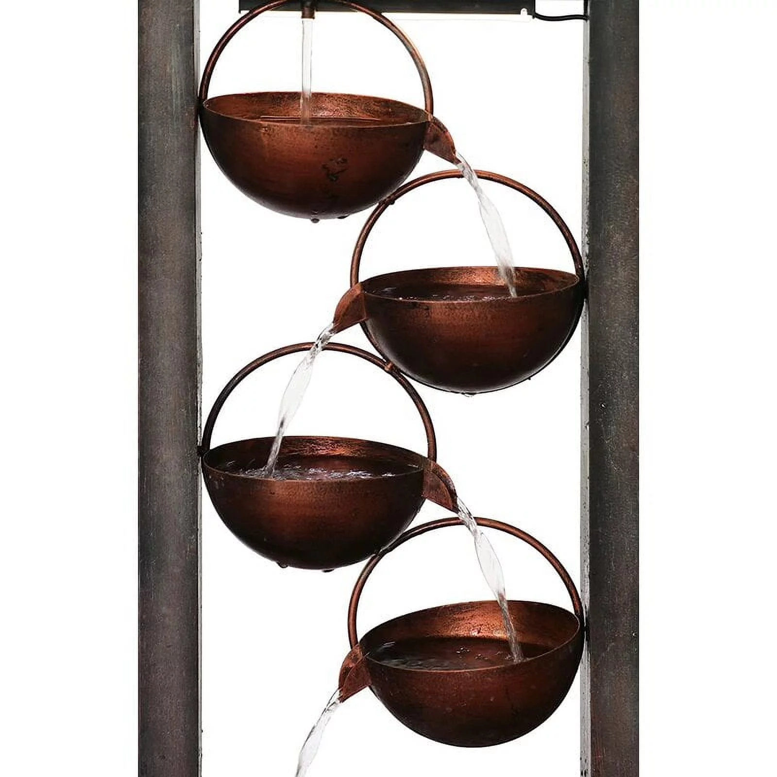 4-Tier Outdoor Modern Polyresin Fountain Floor Standing Cascading Garden Water Fountain with LED Lighting Natural Look Decor for Yard, Floor Patio, Backyard and Home Art