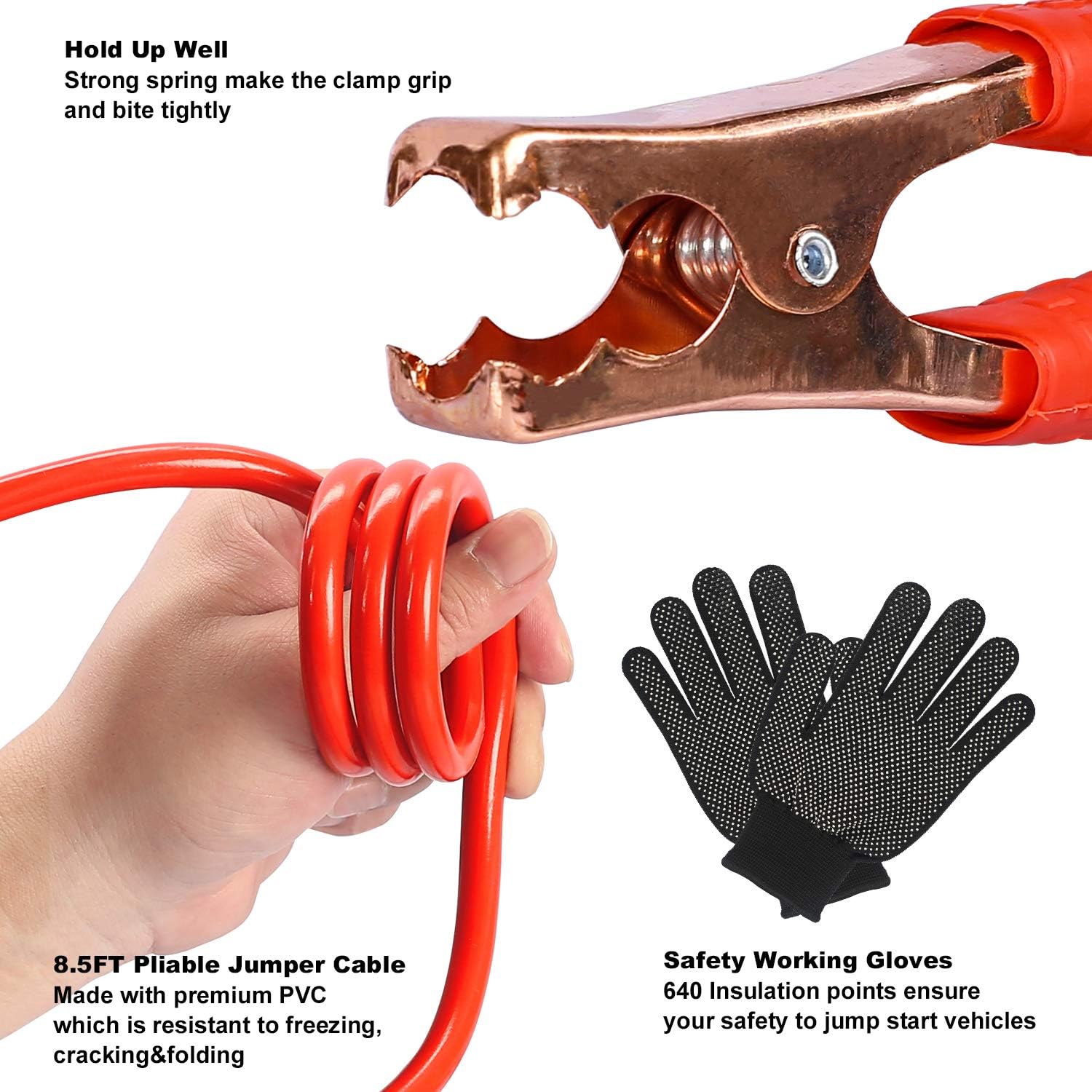 AUTODECO Car Roadside Emergency Kit - 118-Piece Premium Heavy Duty Car Roadside Emergency Kit - Jumper Cables Portable Air Compressor Tow Strap Multifunctional Hammer Shovel, etc.