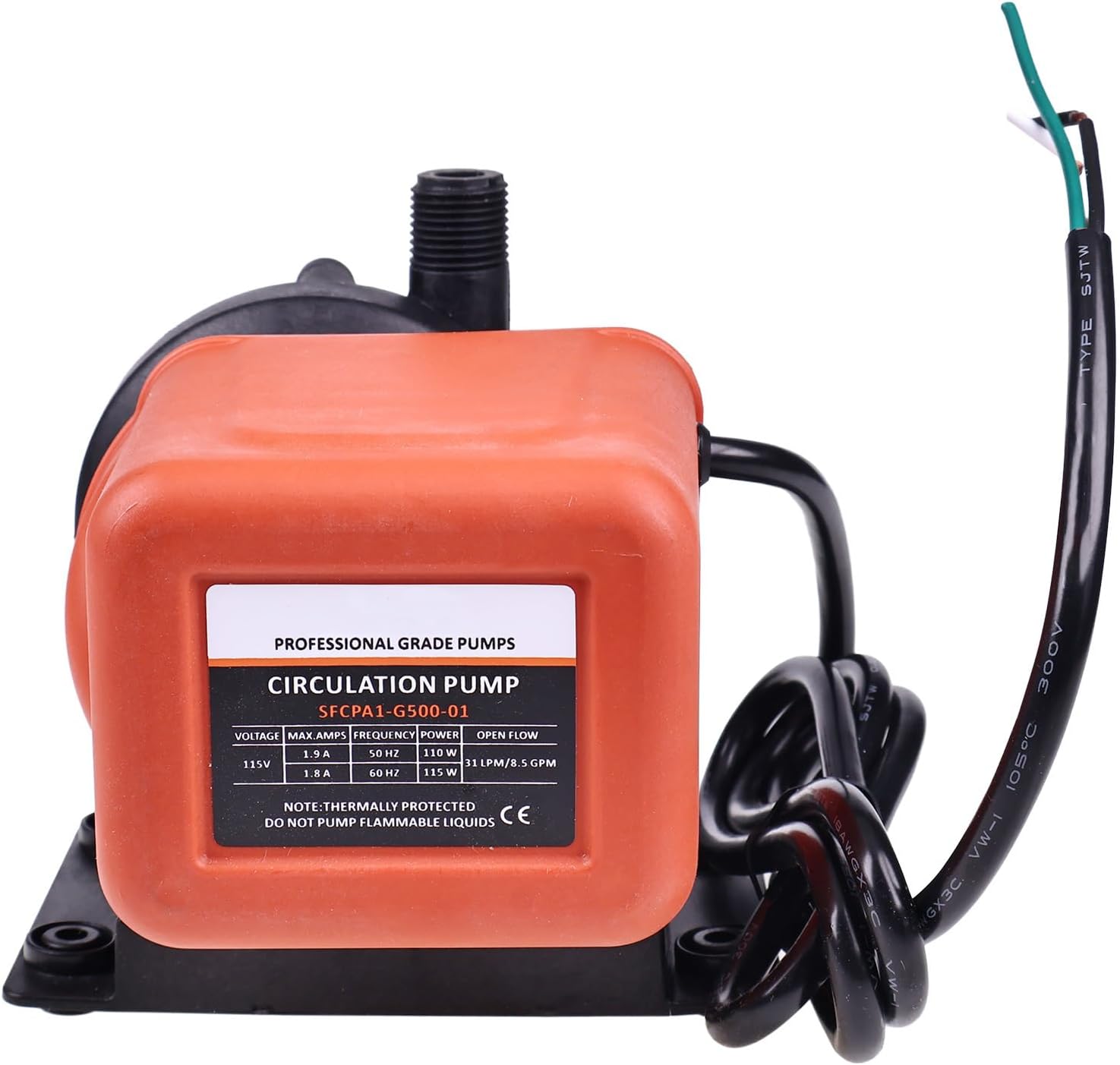 500 GPH Air Conditioning Marine Magnetic Drive Seawater Circulation AC Water Pump SFCPA1-G500-01 115V Boat