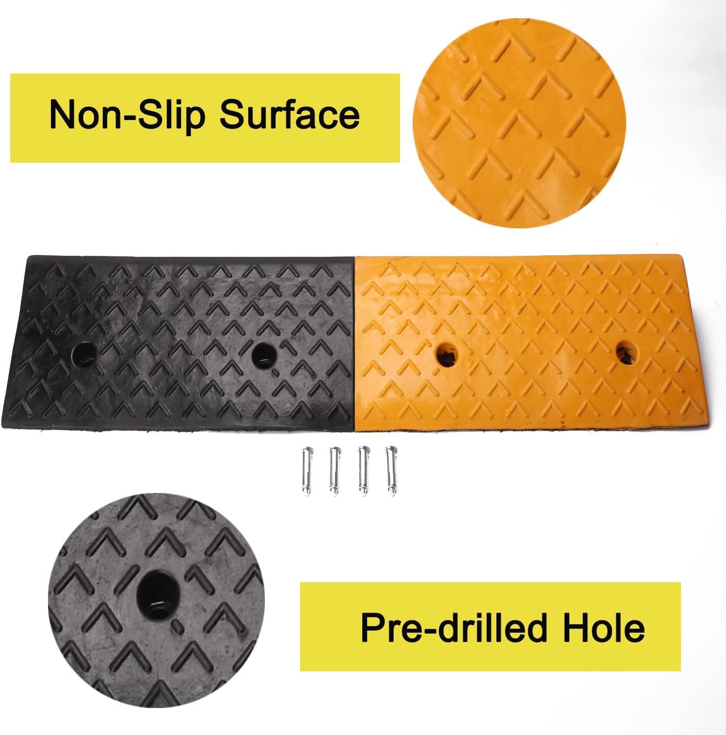 2 Rubber Curb Ramps Heavy Duty Driveway Curb Ramp 10 Ton Car Slope Ramp for Sidewalk Cars RV Trucks Shed Access Bike Pets Scooter Wheelchair 39.3*5.9*2inch