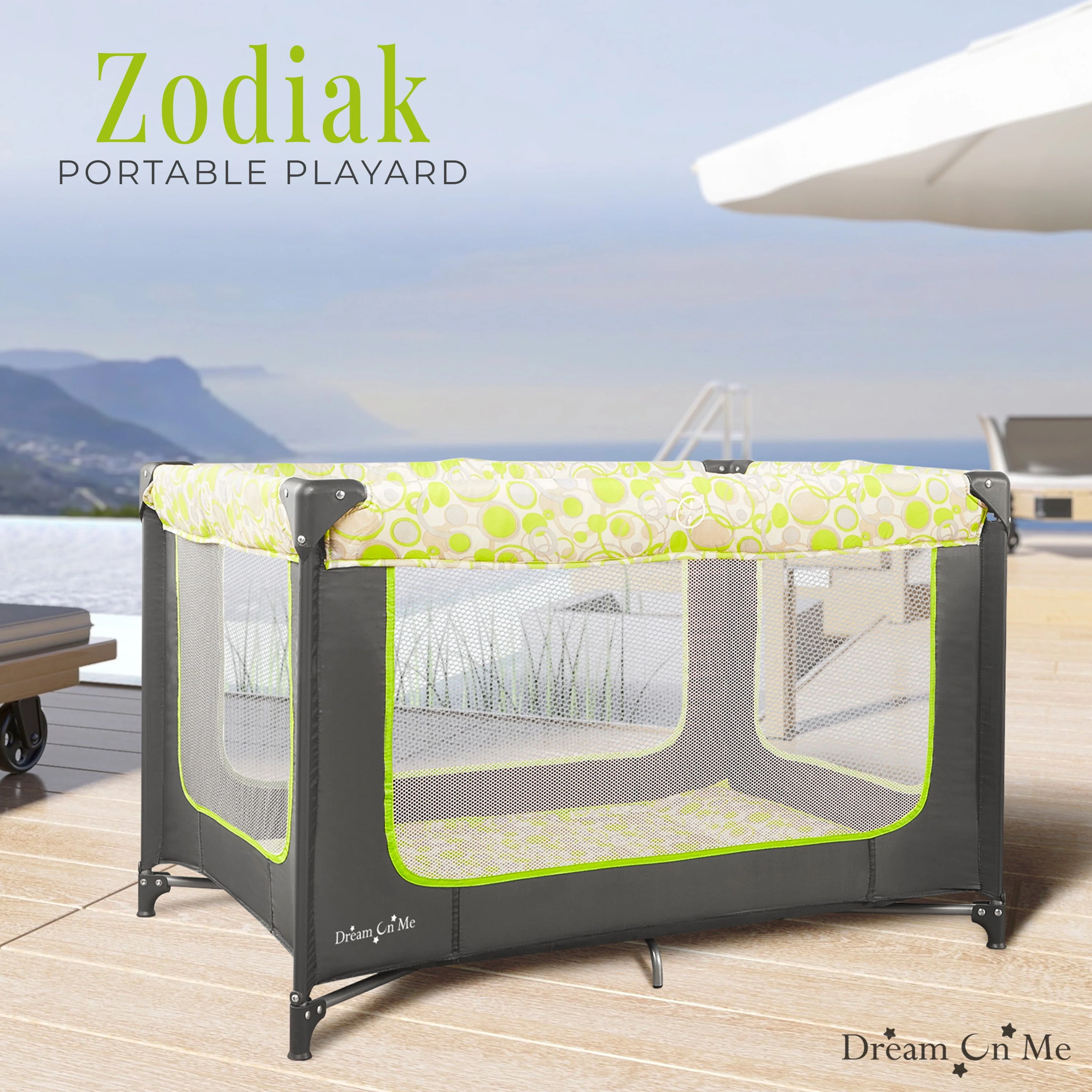 Dream On Me Zodiak Portable Playard with Carry Bag & Shoulder Strap, Navy
