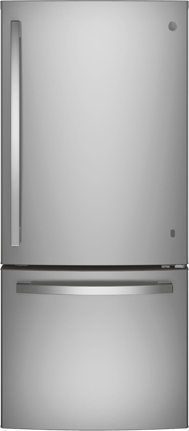 GE 21 cu. ft. Bottom Freezer Refrigerator in Fingerprint Resistant Stainless Steel Standard Depth ENERGY STAR