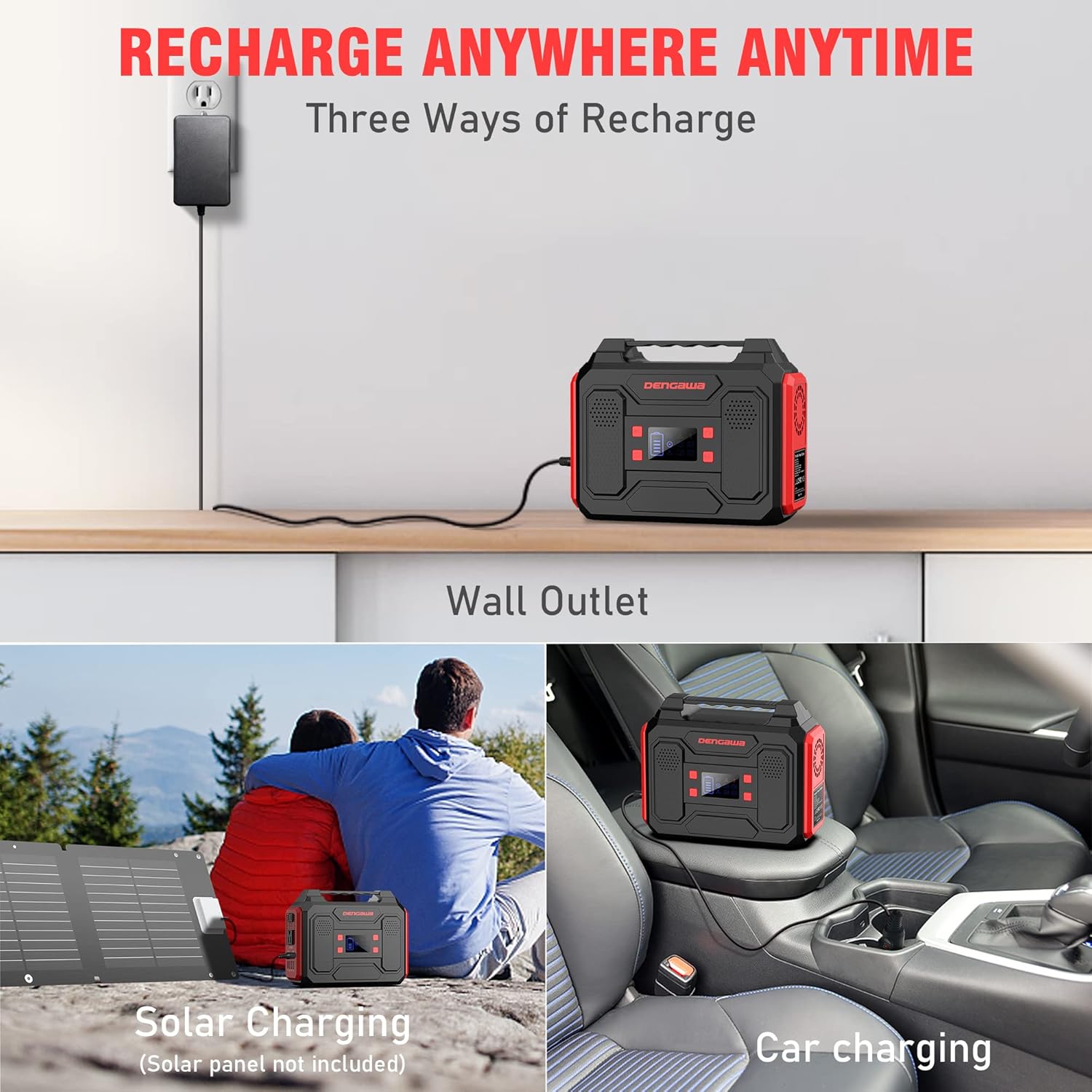 250Wh Portable Power Station with 60W Solar Panel, Solar Generator Outdoor Backup Battery Supply with AC Outlet for Tent Camping, Home Emergency, Traveling, RV Trip