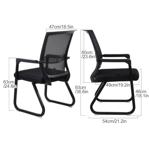 Office Chair, Quality Guest Chair with Integrated Welded sled Base, Mesh Office Chair Without Wheels with armrests, Waiting Room Reception Chair for Home and Conference(Red)