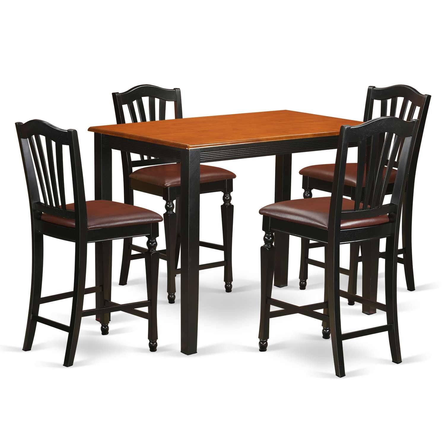 East West Furniture 5 PC Dining Counter Height set-pub Table and 4 Counter Height Dining Chair