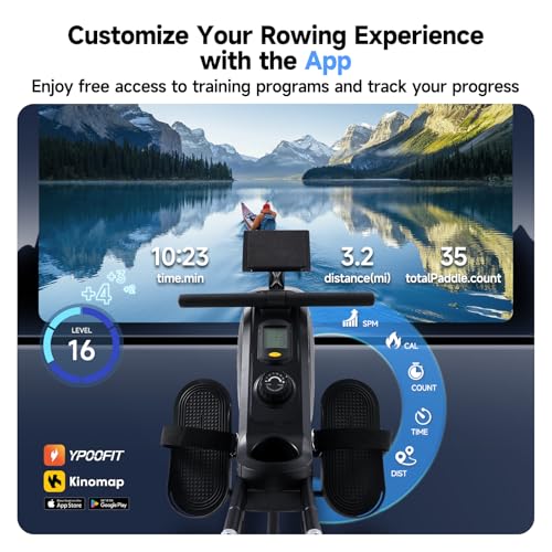 Rowing Machine for Home, 350 LB Capacity, 16-Level Silent Resistance, Magnetic Rowing Machines for Home Foldable, Full-Body Workout Compact Rowing Machine for Cardio & Strength with APP Support