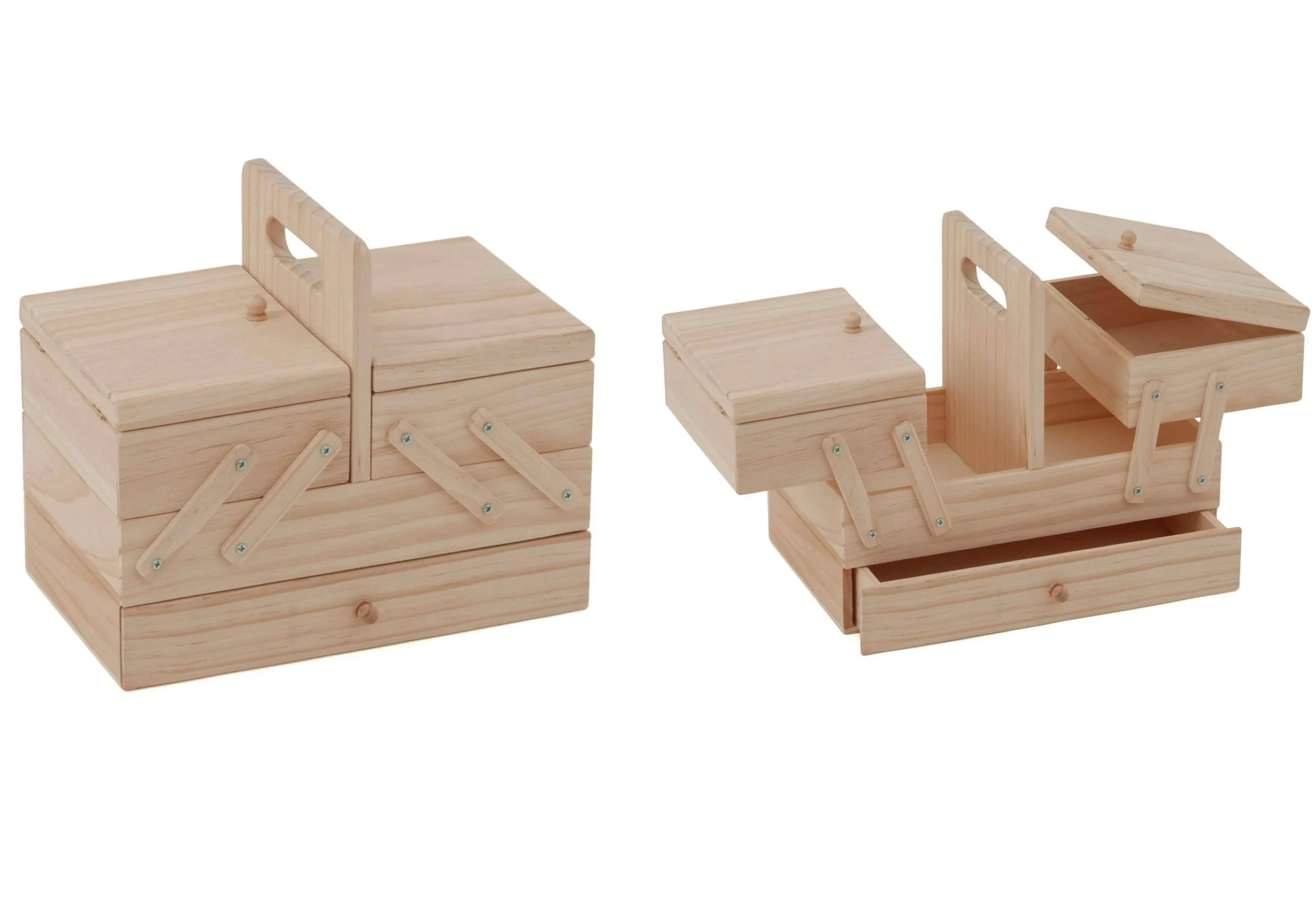 Trimits Wood Cantilever Sewing Box - 3 Compartments u0026 Drawer