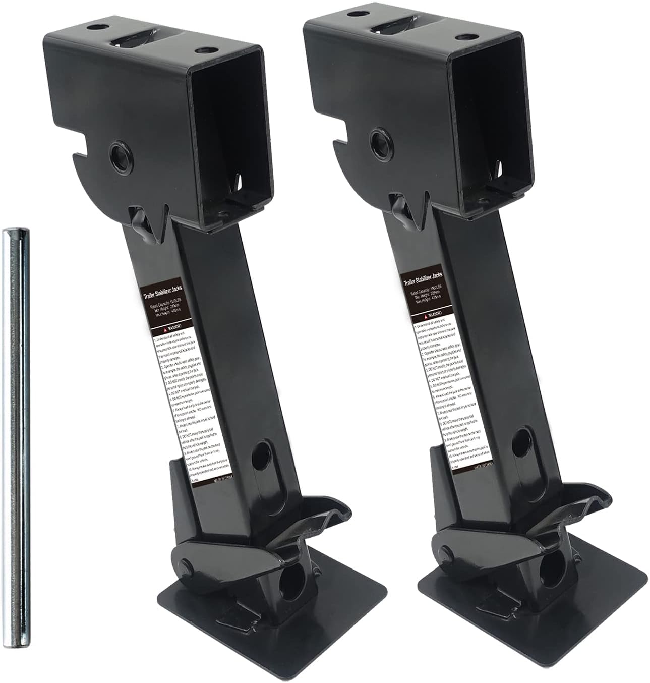 Pair of Trailer Stabilizer Jacks Telescoping RV Camper Accessories for Travel 450kg(1000 Lbs) Capacity Each Pack of 2