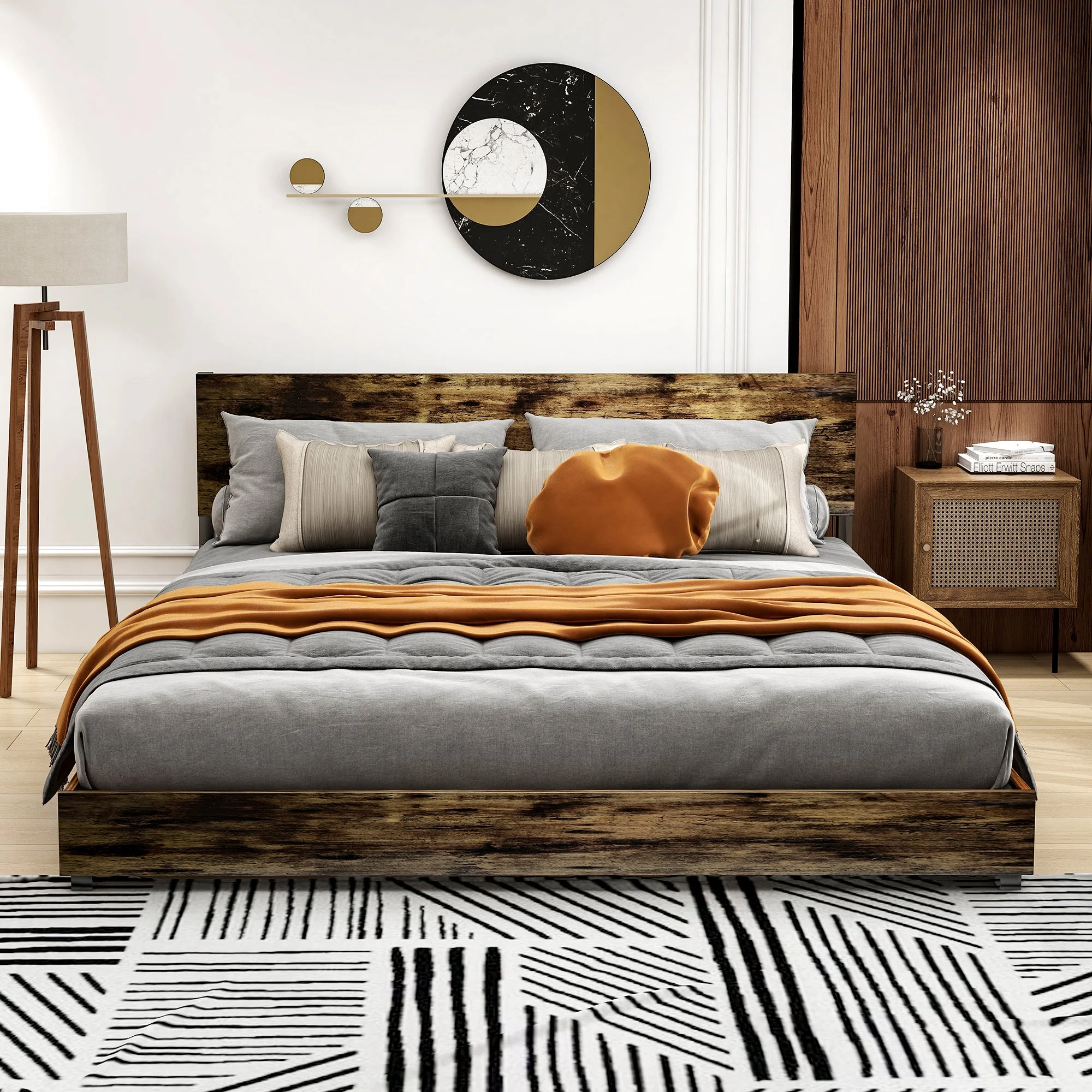 Elon King Size Bed Frame - Rustic Brown
