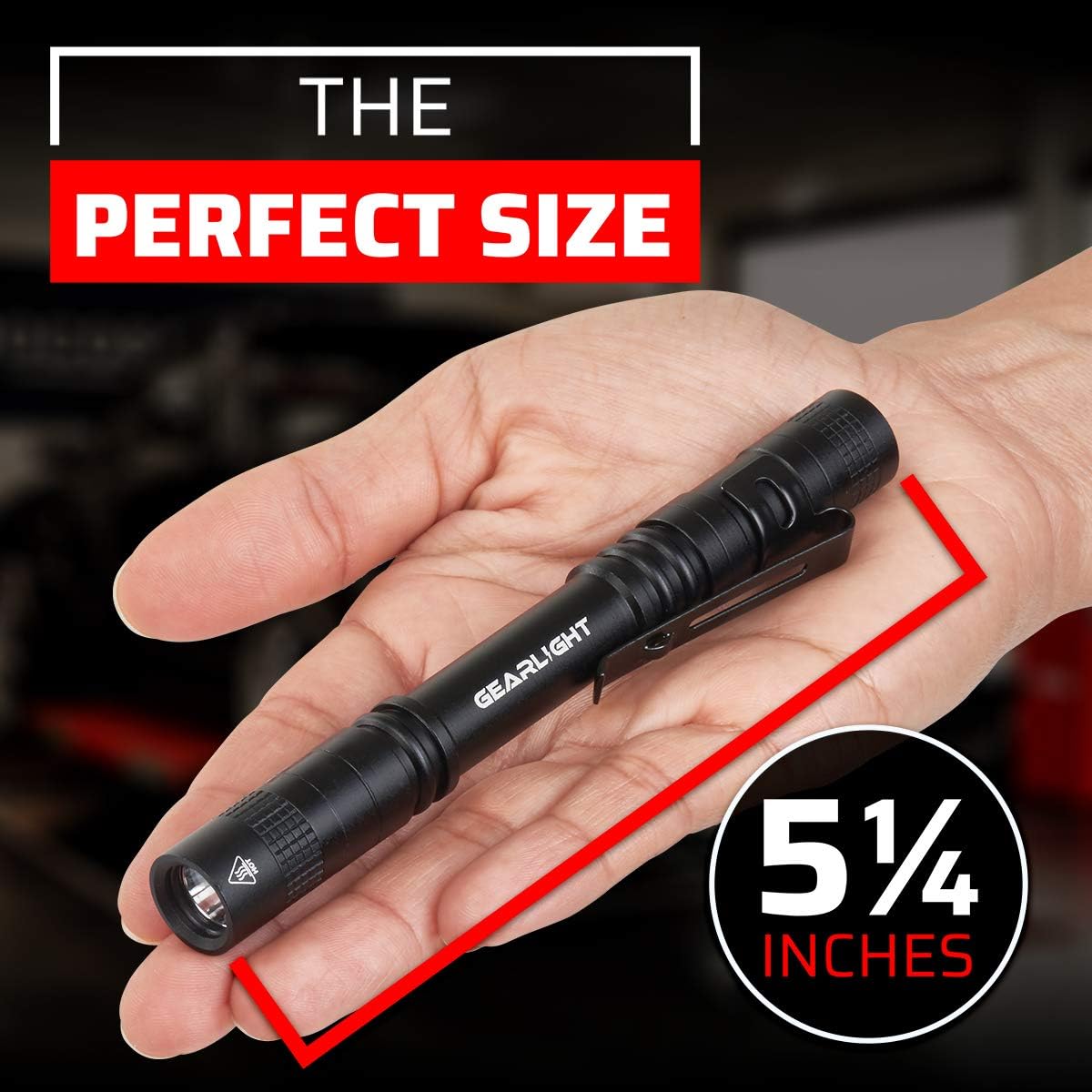GearLight S100 LED Pocket Pen Light- 2 Small, Compact Flashlights with Clip for Tight Spaces, Police Inspection, Nurses & Medical Use Pack of 2