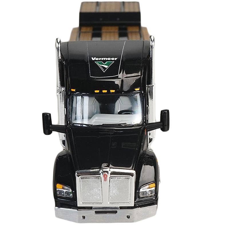 Kenworth T880 Tractor Truck Vermeer Black with Lowboy Trailer 1:64 Diecast Model - SpecCast - VMR001