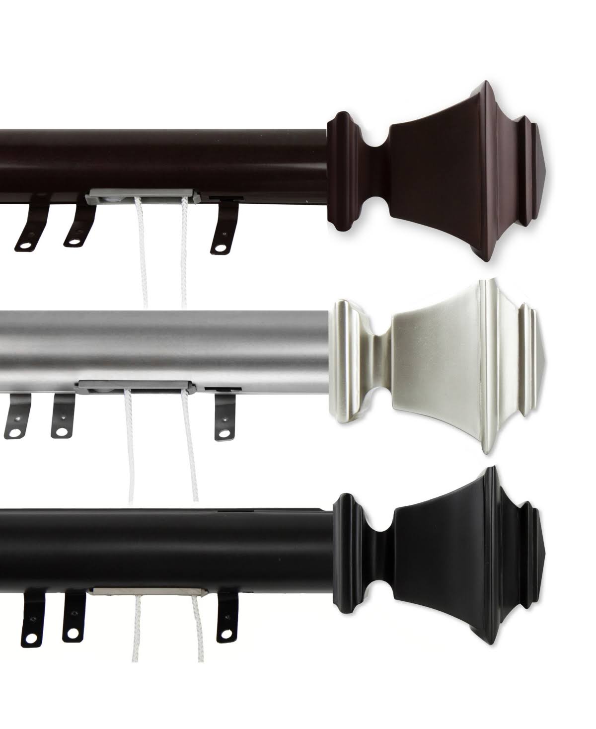 Rod Desyne 30 in. - 48 in. Bach Decorative Traverse Rod with Sliders in Satin Nickel
