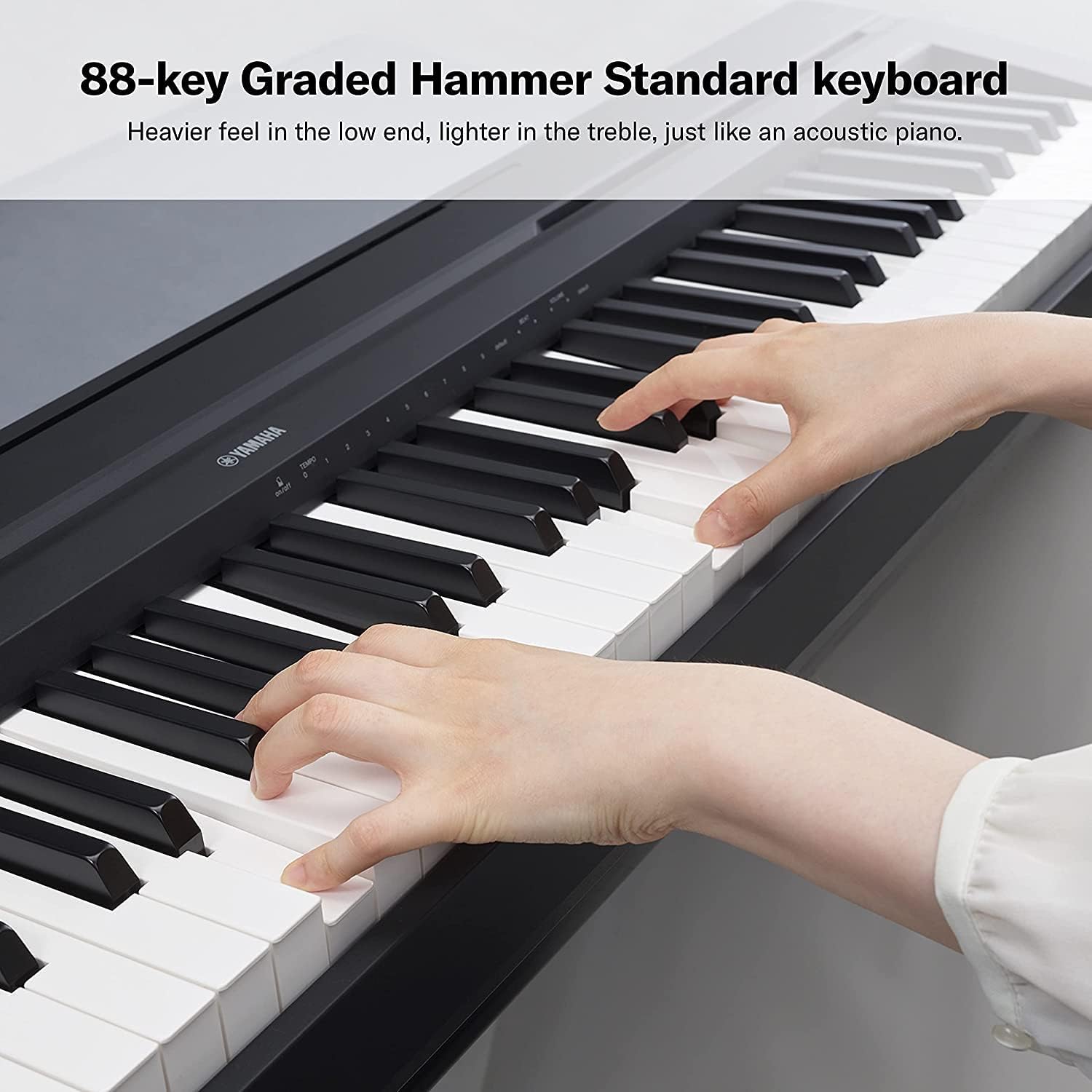 Yamaha P45B Black 88 Weighted Keys Digital Piano keyboard Bundle with Juliet Music Piano Dust Cover, Polish Cloth and Piano Key Sticker (P45 B)