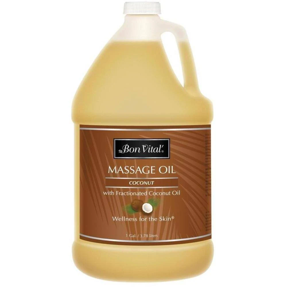 Bon Vital - Coconut Massage Oil with Pure Fractionated Coconut Oil / 128 oz. - 1 Gallon - 3.78 Liters