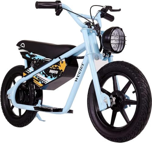 Droyd Weeler Electric Mini Bike for Kids, 200W Motor w 2 Speed Settings (10 Mph & 6 Mph), 24V 8Ah Battery for 8 Miles Range, Rear Disc Brake, and 15" Tires, Safe & Fun E Bike for Ages 6+