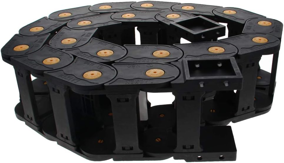 Fielect Drag Chain Cable Carrier Open Type with End Connectors R100 35X100mm 1 Meter Plastic for Electrical CNC Router Machines Black 1Pcs
