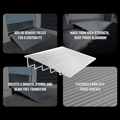 EZ-ACCESS Transitions Portable Self Supporting Aluminum Modular Entry Threshold Ramp Ideal for Doorways and Raised Landings, 6 Inch