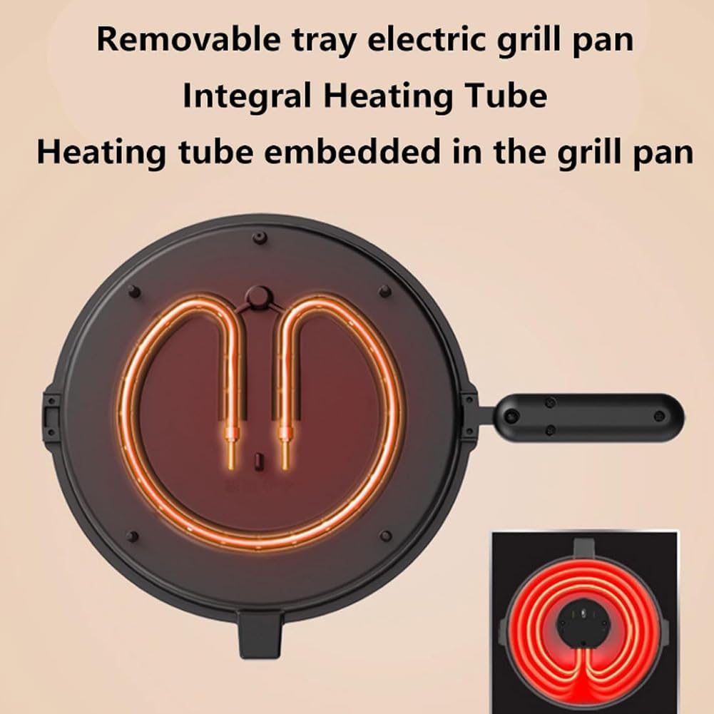 Multifunctional Double-Sided Griddle, 1600W Electric Pancake Maker, Double-sided Heating Griddle Make Crepe Burger Flatbread Omelette, Integrated Heating Tube, Double Plate Removable