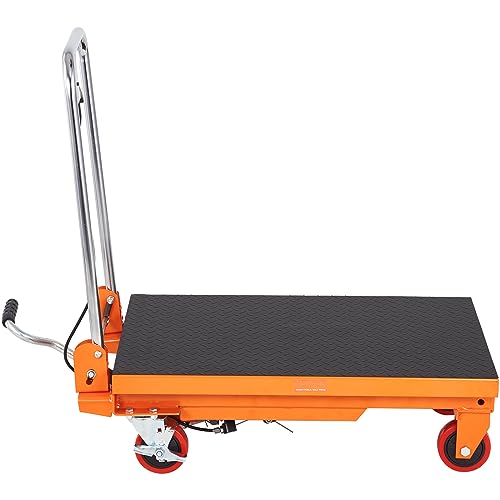 VEVOR Electric Lift Table, 330 lbs Capacity Single Scissor Lift Table, 8-28 in Height Adjustable Lifting Platform, Coffee Table Lift with 4 Wheels, for Material Handling and Transportation, Black
