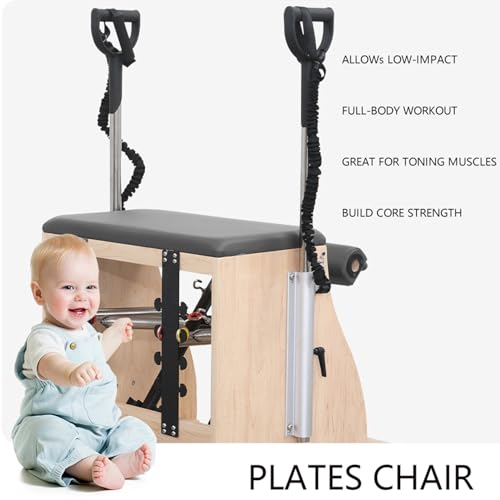 Pilates Chair, Pilates Reformer Machine,Split-Pedal Stability Combo Chair with Handles,Pilates Equipment for Home and Studio Use