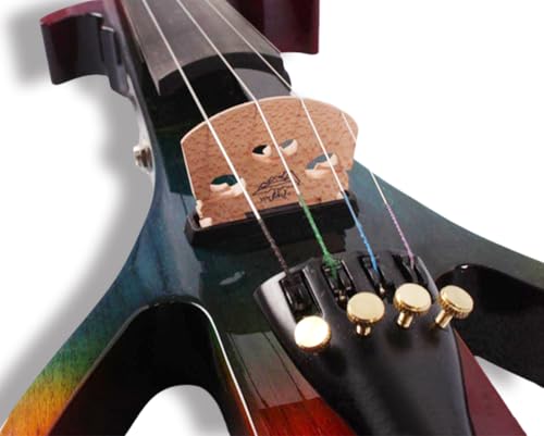 Electric Violin Full Size 4/4, Red Or Black Silent Electric Violin, Solid Wood Metallic Electric Fiddle With Ebony Fittings, Beginner Kit For Adults Teens For Gifts (black)