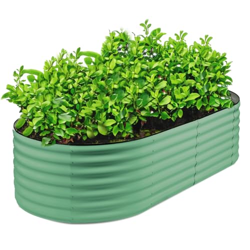 Raised Garden Bed 8x4x2FT, Galvanized Metal Raised bed Outdoor Deep Root Large Planter Box for Vegetables, fruit, Herbs, and Succulents(Forest Green)