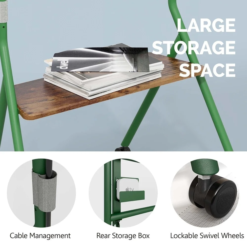 FITUEYES Design Mobile TV Stand for 55 60 65 75 78 Inch TV, Rolling TV Stand with Wooden Storage Shelves, Suitable for Living Room, Office and More, Collector Series.