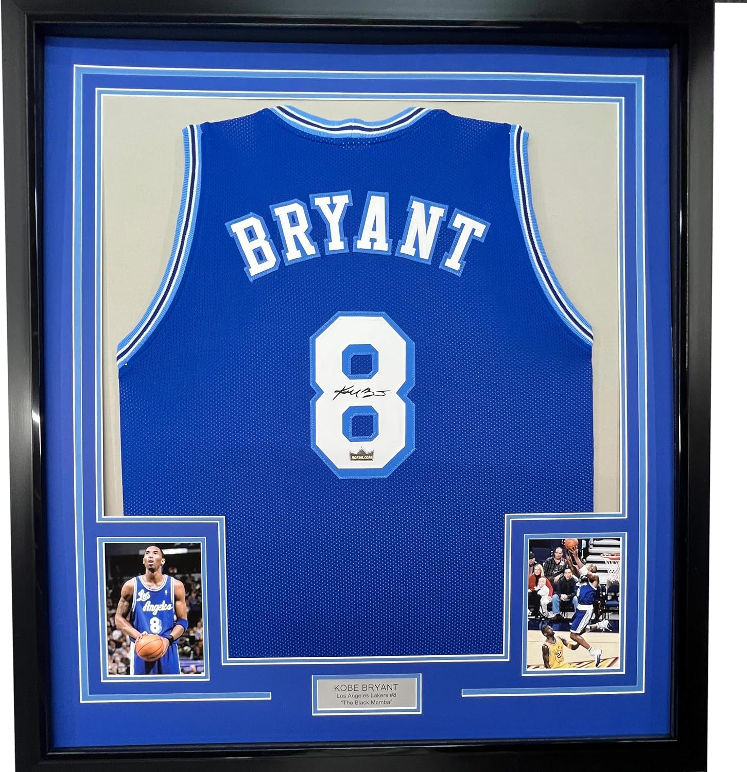 Framed Facsimile Autographed Kobe Bryant 35x39#8 Los Angeles LA Retro Blue Reprint Laser Auto Basketball Jersey Size Men's XL