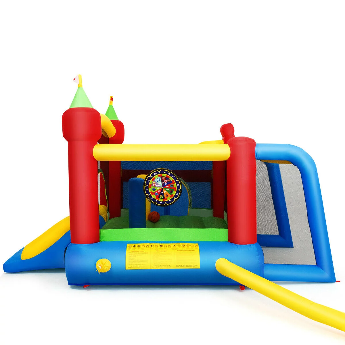 Gymax Inflatable Bounce House Kids Slide Jumping Castle w/ Ball Pit and 480W Blower