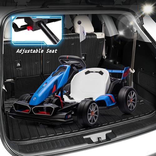 FORESEE 36V Licensed BMW Kids Electric Go Kart, Battery Powered Drift Kart w/Adjustable Seat, Ride On Toy for Big Kids Ages 6+, 8.6MPH Racing Go Cart w/600W Motor, LED Lights & Safety Belt, Black
