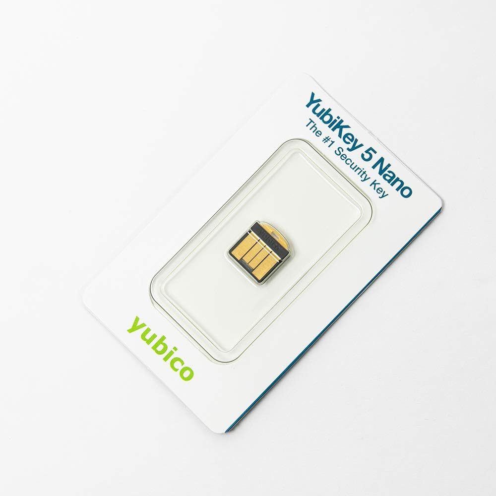 Yubico YubiKey 5 Nano - Two Factor Authentication USB Security Key, Fits USB-A Ports - Protect Your Online Accounts with More Than a Password, FIDO Certified USB Password Key, Extra Compact Size Pack of 2