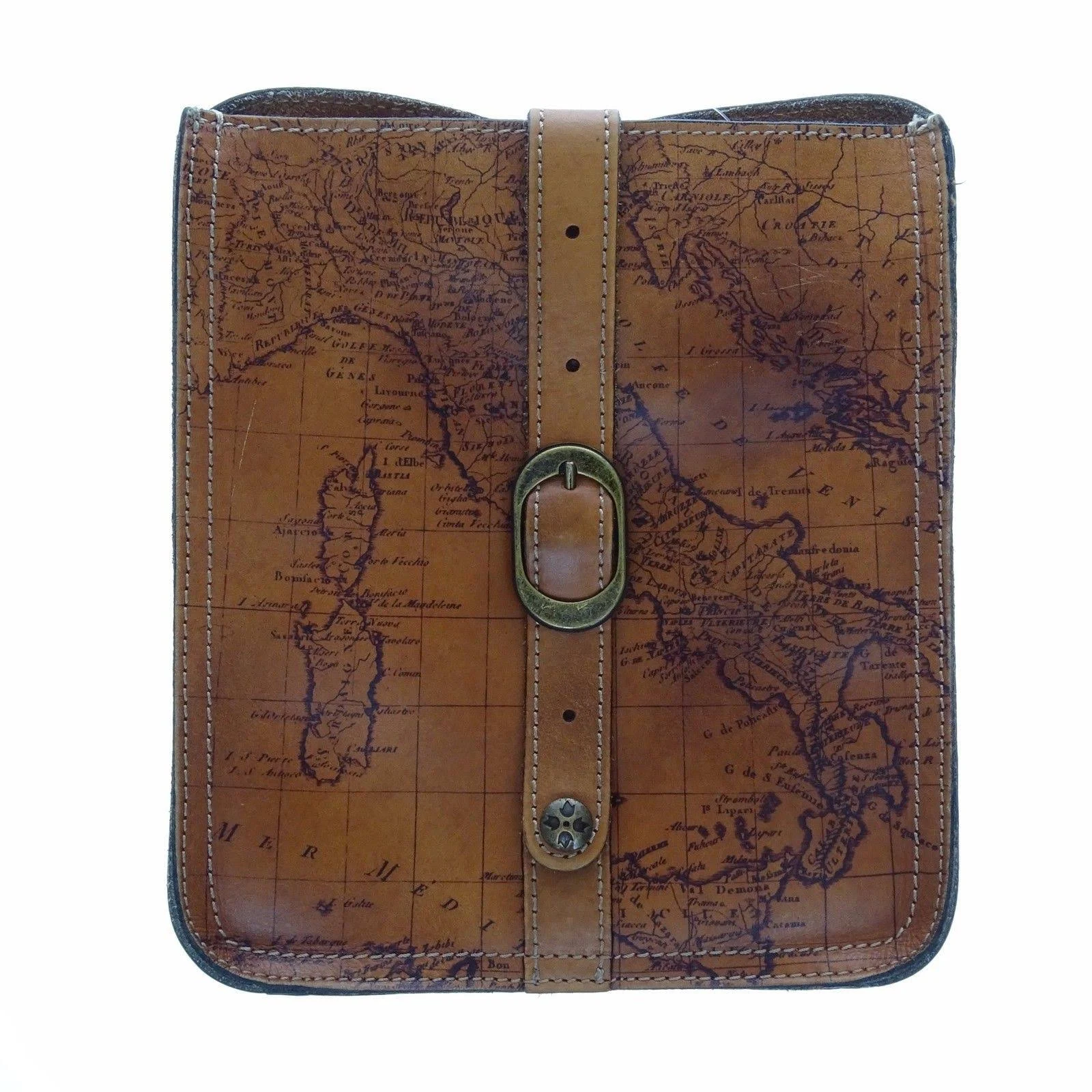 Patricia Nash Venezia Signature Map Print Leather Crossbody Shoulder Bag Pouch