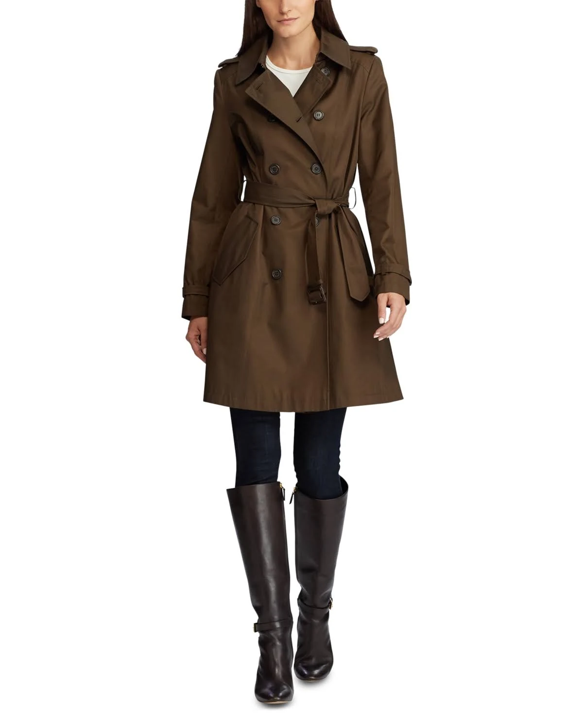 Lauren Ralph Lauren Belted Water Resistant Trench Coat, Created for Macy&s - Moss - Avayadevconnect