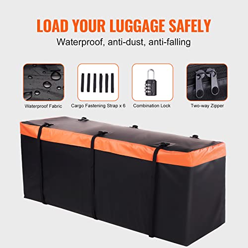 VEVOR 60x24x6 Folding Hitch Carrier - 500lb Capacity Cargo Basket & Waterproof Bag, Fits 2" Hitch Receiver for SUV, Truck, Pickup