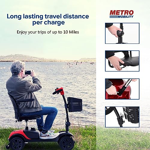 Folding Mobility Scooter for Adults，Powered Mobility Scooters for Seniors-300 Lbs Max Weight，Mobility Scooter for Adults with Seat and Basket,Supermarket Shopping，Compact (Blue X-02)…