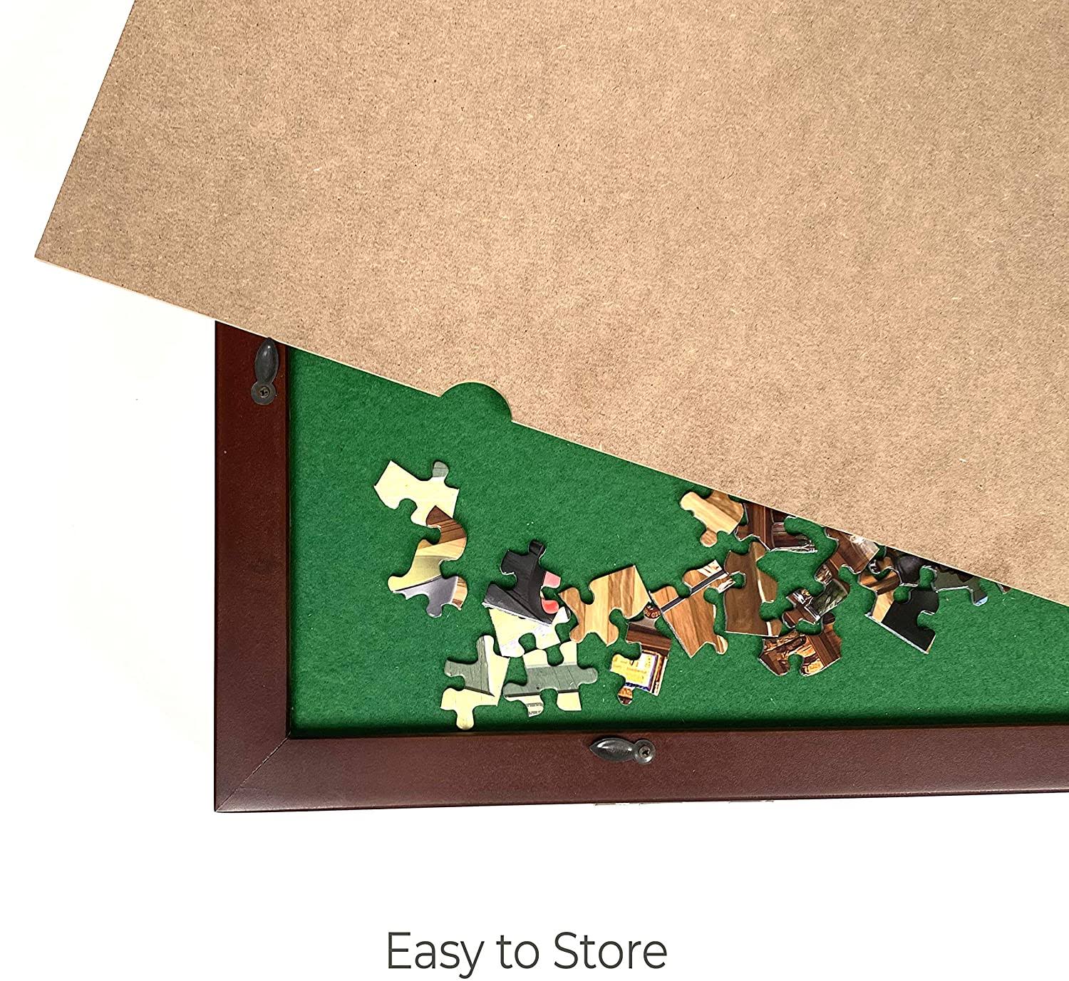 Mary Maxim Adjustable Wooden Jigsaw Puzzle Table - Puzzle Tables for Adults - Puzzle Storage Board - Felt Mat 32” x 22” - Puzzle