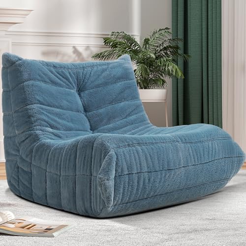 Bean Bag Chair Big Sofa Beanbag Chair for Adults Fireside Chair Bean Bag Lounger with Memory Foam Filled for Home,Apartment or Gaming Venue(Black Plush)
